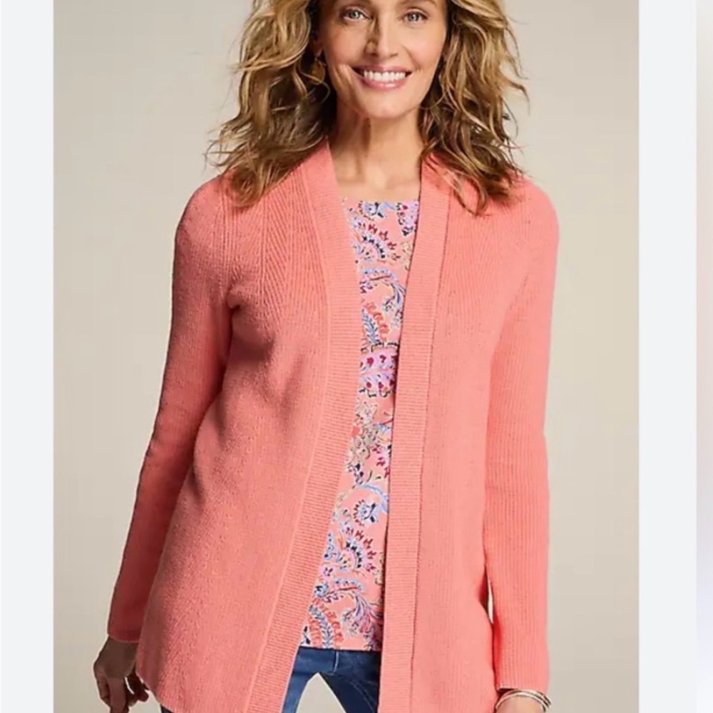 J. Jill Vibrant Pink Open-Front Cardigan